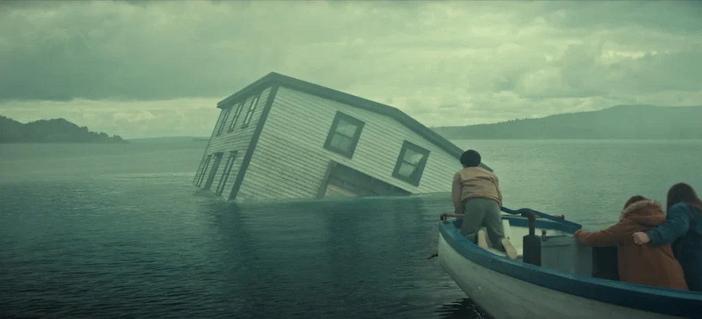 Una casa parcialmente sumergida en una imagen oficial de Below